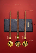 Load image into Gallery viewer, Premium Gold Fortune Wood Luxury Chinese Chopsticks - 5/10 Pair Set