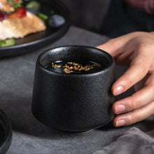 Load image into Gallery viewer, Matte Black Traditional Japanese Tea Cups | Ceramic Asian Drinkware - 1 Pc