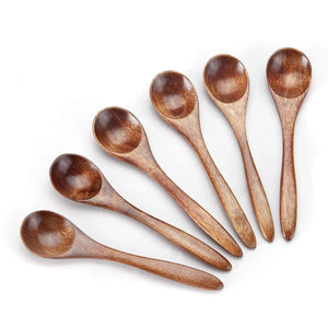 Mini Wooden Teaspoon | Asian Soup Spoons - 6 Pc Set