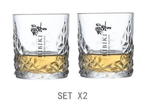 HIBIKI Japanese Whiskey Glass Set | Classic Texture Liquor Cup - 1, 2, or 6 Set