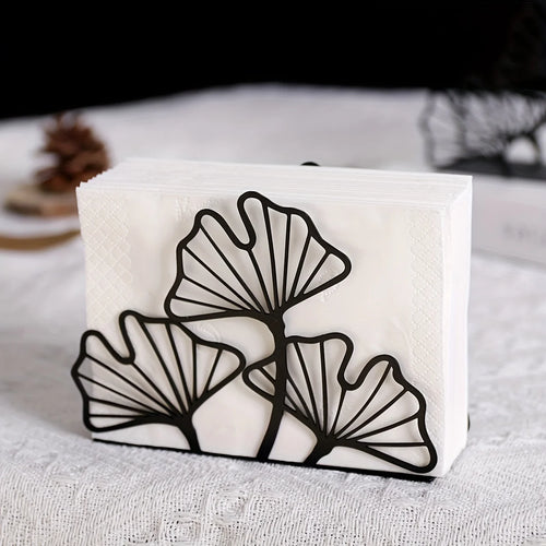 Black Ginkgo Leaf Napkin Holder | Metal Tissue Holders for Table - 1 Pc