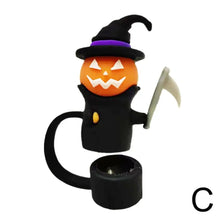 Load image into Gallery viewer, Cute Ghost Halloween Straw Toppers | Silicone Stanley Covers - 1 Pc