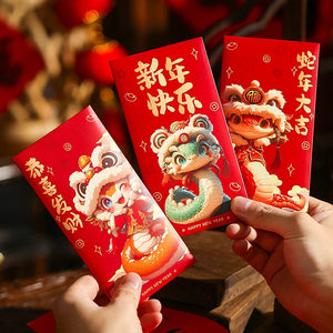 Illustrated Sanke Red Money Envelope (Hong Bao) | Lunar New Year Gifts 2025 - 1 Set