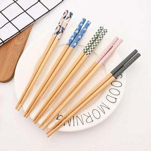 bamboo chopsticks - reusable wood chopstick in set of 5 pairs 