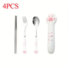 Load image into Gallery viewer, Cat Paw Travel Utensil Set | Stainless Steel Metal Flatware with Case