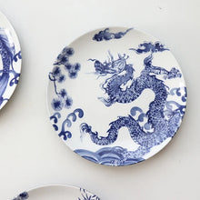 Load image into Gallery viewer, Dragon Blue and White Plates | Chinese Ceramic Auspicious Animal Dinner Display - 1 Pc