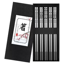 Load image into Gallery viewer, Silver Textured Metal Chopsticks | Korean Luxury Fancy Set - 5 Pairs