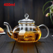 Load image into Gallery viewer, Clear Glass Teapot with Infuser on Stove | High Borosilicate Kettle