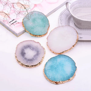 Resin Stone Trinket Dish | Gold Accent Jewelry Tray - 1 Pc