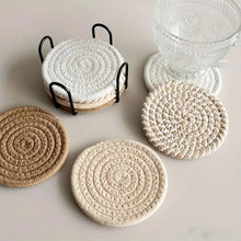 Load image into Gallery viewer, Woven Cute Coasters Set | Minimalist Boho Cotton Drink Coaster - 8 Pc