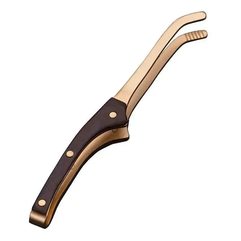 Wooden Copper Tea Tongs | Non-Slip Tweezers for Tea Ceremony - 1 Pc