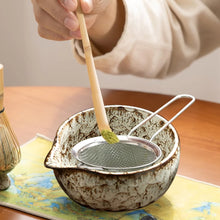 Load image into Gallery viewer, Brown Textured Matcha Tea Set | Bowl Sifter Spoon Scoop Whisk Holder - 6 Pc