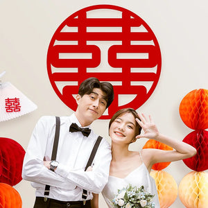 Circle Chinese Wedding Sign Hanging Banner | Vietnamese Tea Ceremony Wall Decor  1/4 Pcs