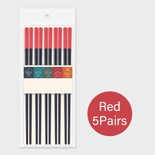 Load image into Gallery viewer, Red Blue Japanese Metal Chopsticks Mixed Luxury Set - 5 Pairs