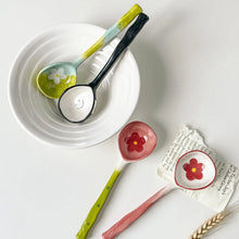 Load image into Gallery viewer, Hand Painted Asian Soup Spoons | Cute Ceramic Flower Kawaii - 1 Pc