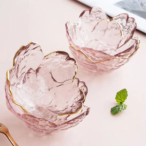 Japanese Sakura Glass Soy Sauce Dish | Cute Pink Small Dessert Plate - 3 Pc Set