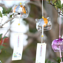 Load image into Gallery viewer, Cute Cat Japanese Glass Wind Chimes | Hanging Furin Bell - 1 Pc