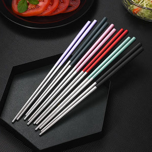 Portable 304 Stainless Steel Chopstick with Case Box for Lunch Tableware
