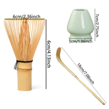 Load image into Gallery viewer, Green Matcha Tool Set | Bamboo Whisk, Tea Scoop, and Holder - 3 Pc