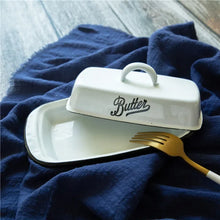 Load image into Gallery viewer, Retro Enamel Butter Dish with Lid | Mint Green Ceramic Holder - 1 Pc