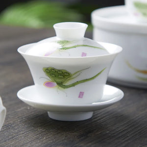 Bone China Gaiwan | White Porcelain Teapot Cup Set - 1 Pc