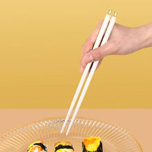 Load image into Gallery viewer, Elegant White &amp; Gold Metal Alloy Reusable Tableware Chopsticks | 5 Pair Set
