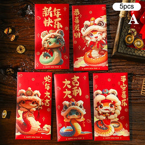 Illustrated Sanke Red Money Envelope (Hong Bao) | Lunar New Year Gifts 2025 - 1 Set