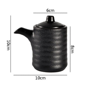 Japanese Retro Ceramic Soy Sauce Bottle Dispenser | Spice Bottle and Seasoning Storage with Spout - 1 Pc