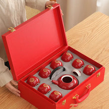 Load image into Gallery viewer, Red Chinese Vietnamese Tea Ceremony Set with Travel Box - 1 Set