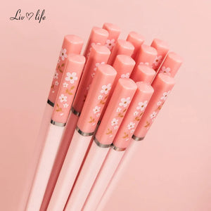 Pink and Green Sakura Cherry Blossom Cute Chopsticks - 1 Pair