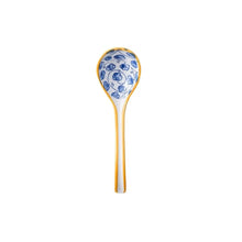 Load image into Gallery viewer, Exquisite Blue Pattern Ceramic Asian Soup Spoons | Yellow Japanese Long Handle Spoon - 1 Pc