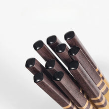 Load image into Gallery viewer, Striped Bamboo Chopsticks | Waxless Chinese Wood Tableware - 10 Pair Set