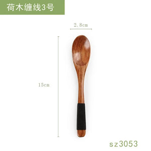 Solid Wood Japanese Soup Spoons | Asian Tableware - 1 Set