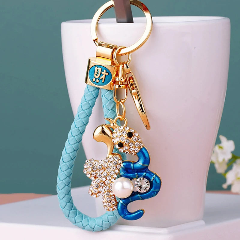 Snake Charm Zodiac Keychain | Lunar Chinese New Year Ring Gift 2025 - 1 Pc