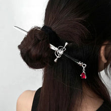 Load image into Gallery viewer, Sword Ruby Pendant Hair Sticks | Vintage Chinese Hairstyle Pin - 1 Pc