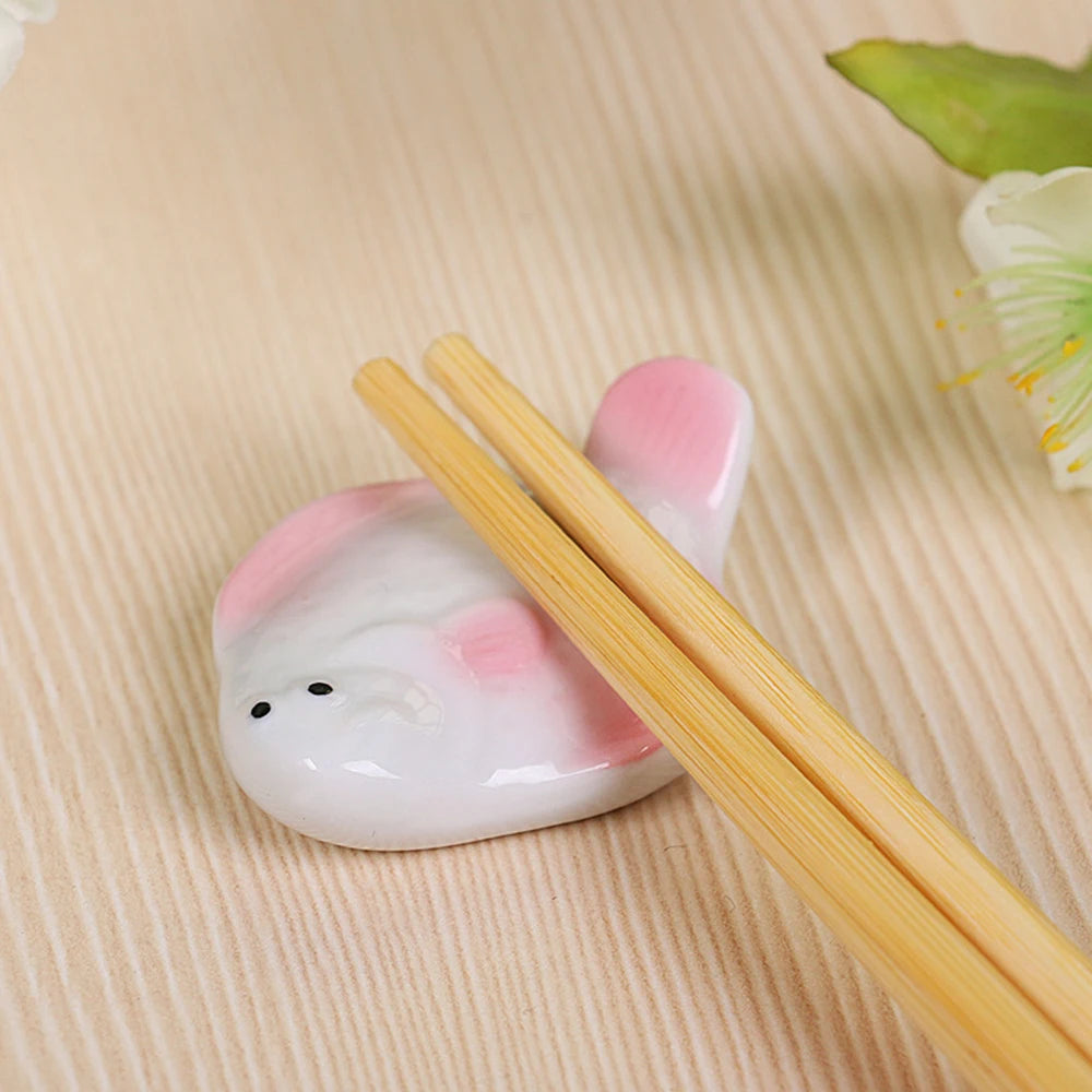 Hemoton Chopsticks Holder Ceramic Owl Chopstick Rest Spoon