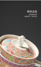Load image into Gallery viewer, Pink Oriental Luxury Portable Travel Tea Set Pot 3 Cups with Case