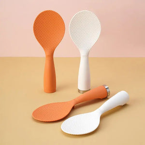 Cute Orange Standing Rice Paddle | Non-Stick Long Handle Shamoji Spoon Scoop Spatula - 1 Pc