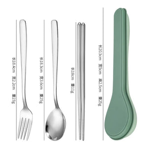 Stainless Steel Cutlery Travel Set | Korean Chopsticks Fork Spoon with Portable Case