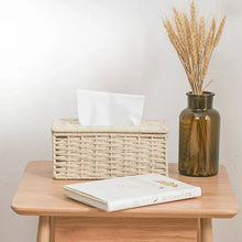 Load image into Gallery viewer, Beige Rattan Tissue Box Cover | Vintage Paper Holder Case - 1 Pc