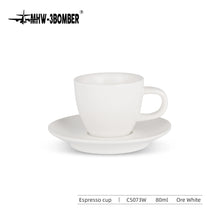 Load image into Gallery viewer, Black &amp; White Demitasse Cups and Saucers | Small Ceramic Espresso - 1 Set