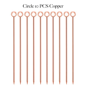 Circle Metal Cocktail Picks | Rose Gold Toothpick Skewers - 10 Pc Set