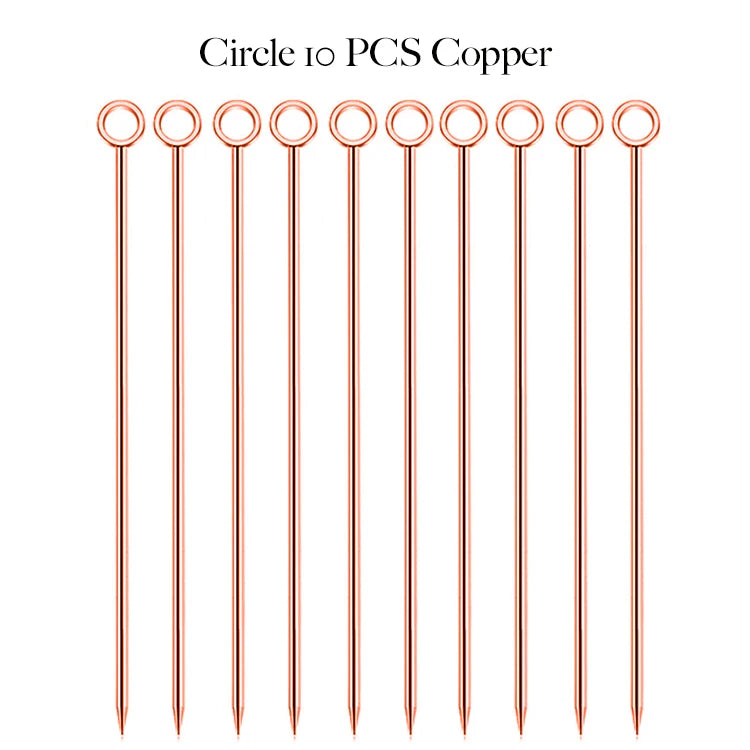 Circle Metal Cocktail Picks | Rose Gold Toothpick Skewers - 10 Pc Set