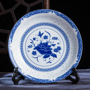 Chinese Blue And White Dinner Plates | Vintage Porcelain Ceramic Plate - 1 Pc