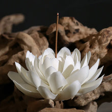 Load image into Gallery viewer, Ceramic White Lotus Incense Holder | Chinese Flower Stick Burner - 1 Pc