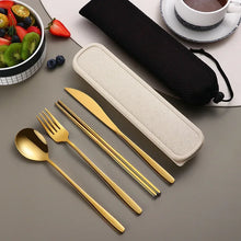 Load image into Gallery viewer, Metal Chopsticks Set with Spoon Fork in Travel Box and Portable Case