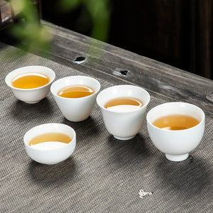 Traditional Delicate White Porcelain Ceramic Chinese Tea Cups - 10 Pc Set