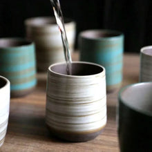 Load image into Gallery viewer, Japanese Yunomi Tea Cup | Crackle Glaze Stoneware, Hand-Painted 230 ml