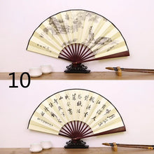 Load image into Gallery viewer, Japanese Fan | Silk Bamboo Calligraphy Folding Display - 1 Pc