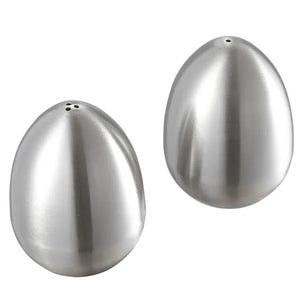 Egg Shape Salt and Pepper Shakers | Stainless Steel Seasoning - 2 Pc set